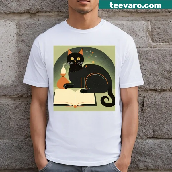 Whimsical cat design featuring magical elements for a fun look.
