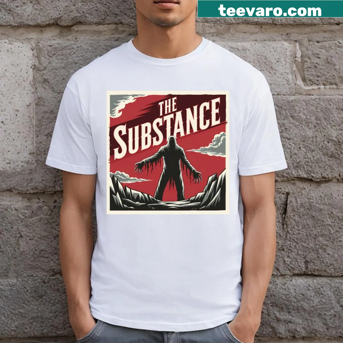 Chilling horror-themed T-shirt with spooky graphics and bold title — on a men's t-shirt