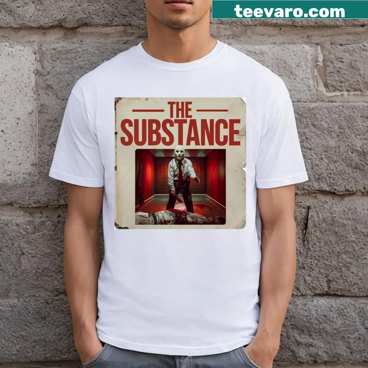 Chilling horror graphics on a vintage-style t-shirt — on a men's t-shirt