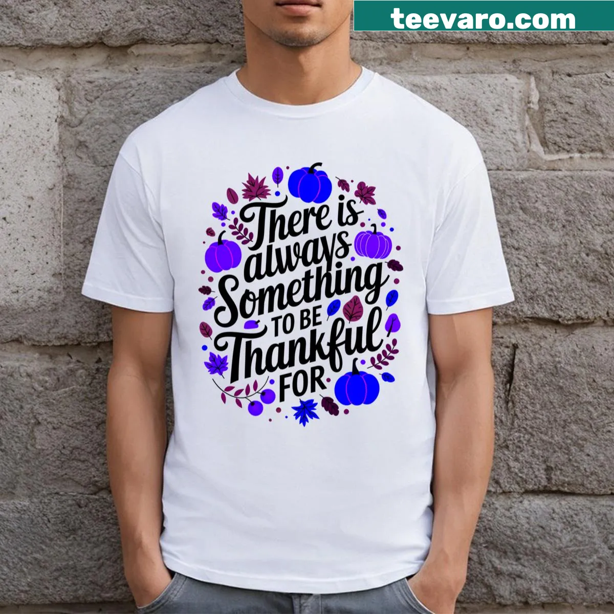 Thanksgiving quote t-shirt with a heartfelt message — on a men's t-shirt