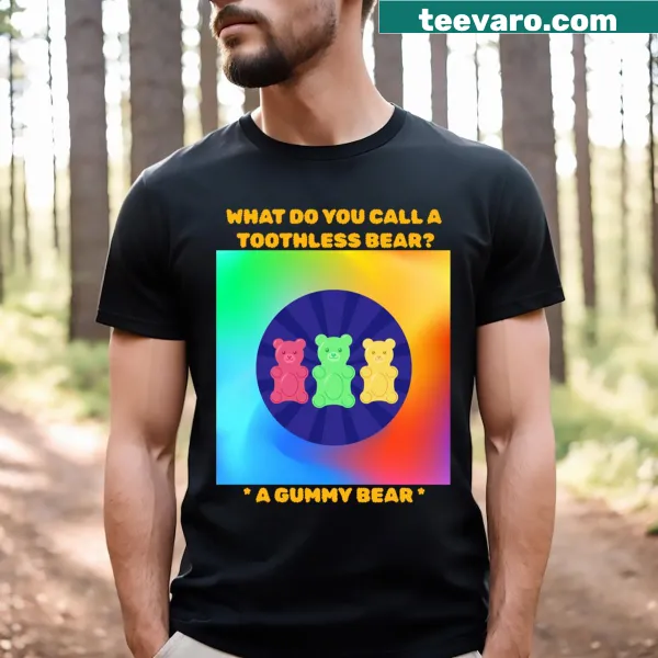 Cute cartoon bear without teeth on a kids' t-shirt
