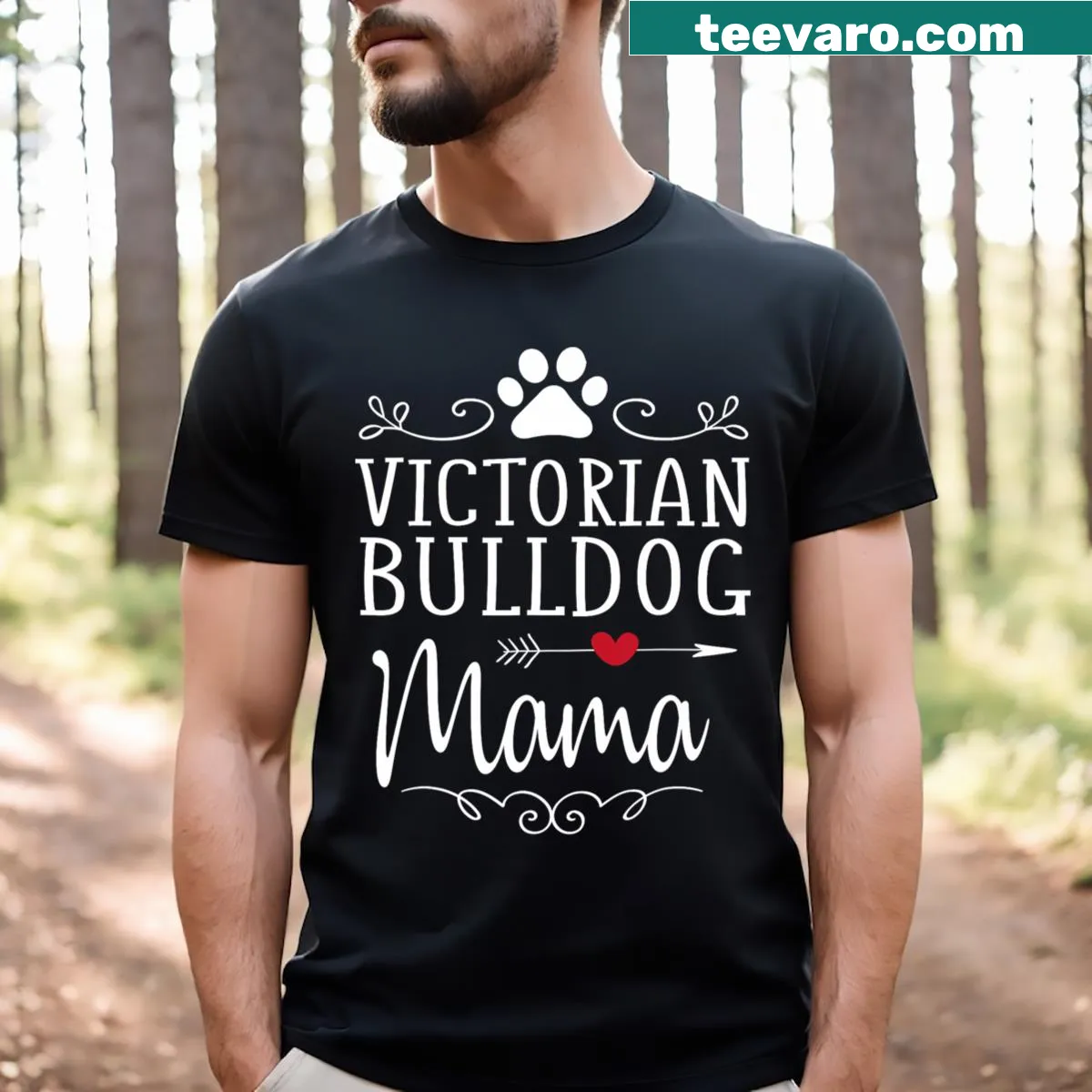 Vintage-style Bulldog Mama T-shirt with a playful graphic — on a men's t-shirt