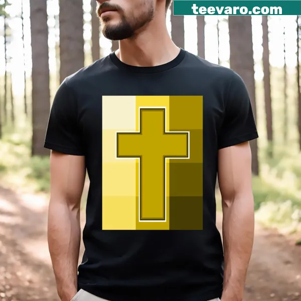 Minimalist Yellow Cross T-shirt featuring a bold cross design