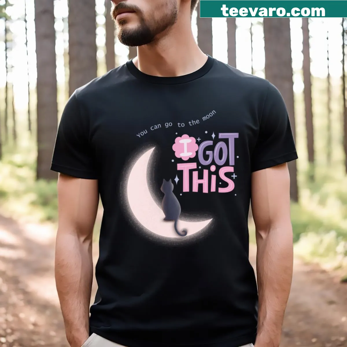 Inspirational You Can Go To The Moon! T-shirt featuring an uplifting illustration — on a men's t-shirt