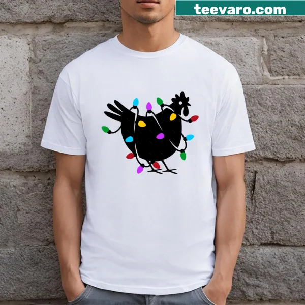 Festive Chicken Christmas Bulb T-shirt with playful chicken design