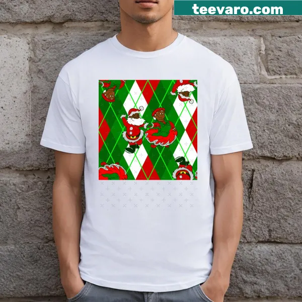 Plaid Christmas Black Santa Wife T-shirt
