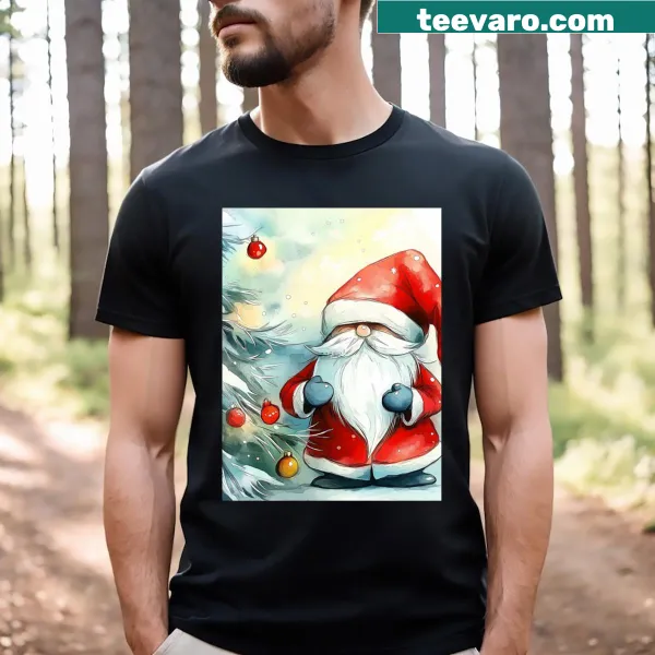 Charming Christmas Gnome Graphic T-shirt with festive gnome design