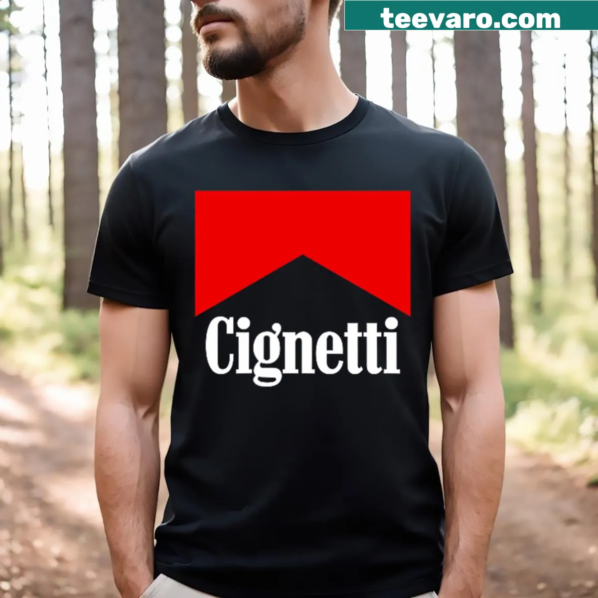 Cute t-shirt featuring a small animal illustration peeking from a pocket — on a men's t-shirt