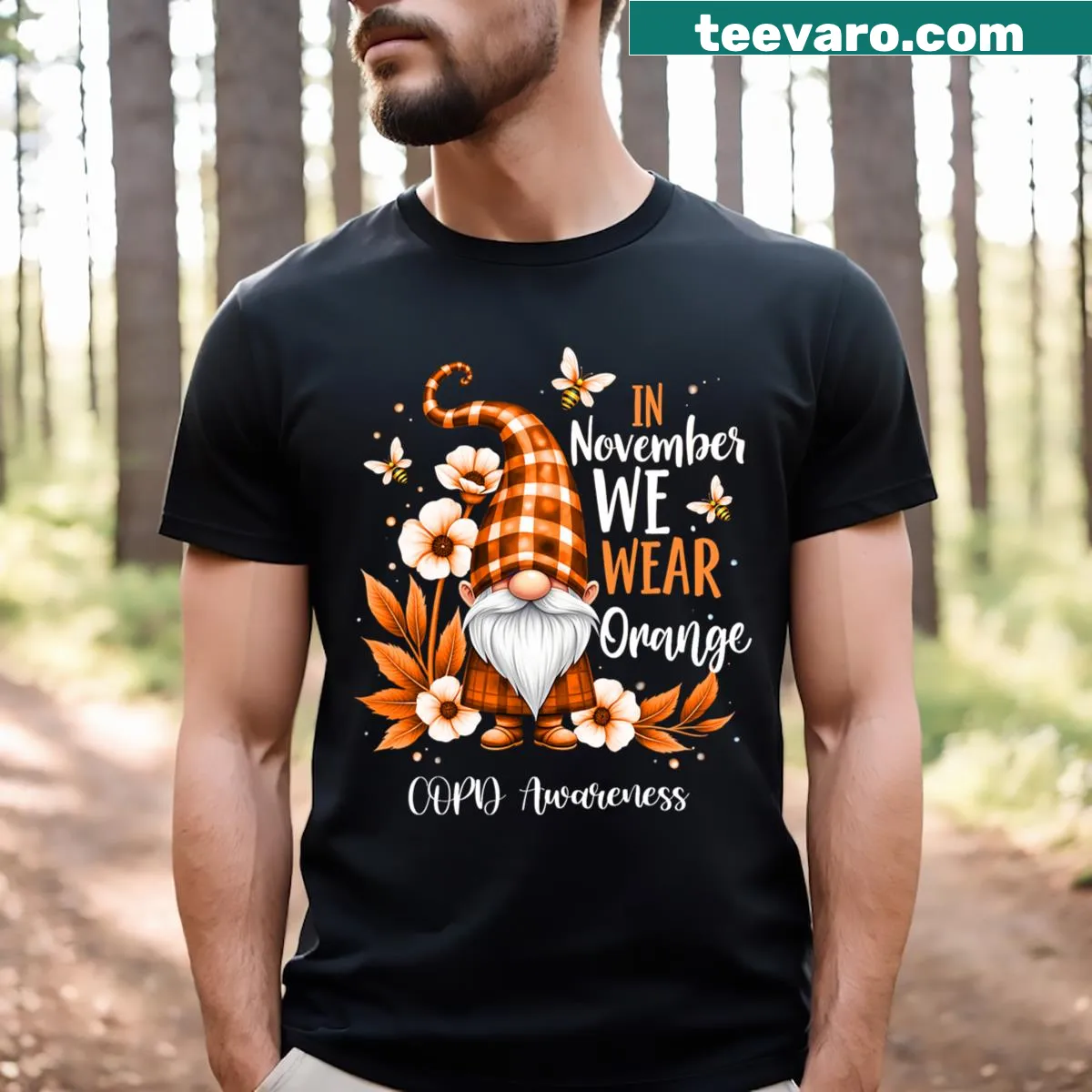 Gnome design T-shirt supporting COPD awareness — on a men's t-shirt