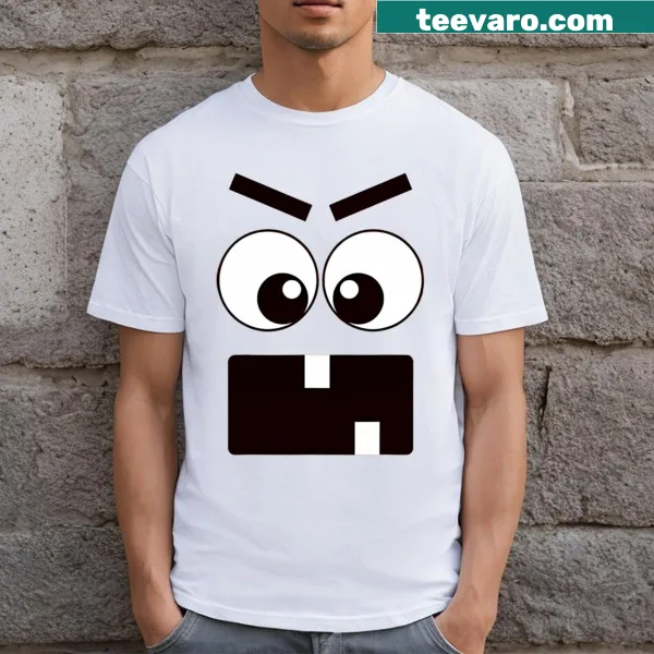Cartoon carrot with a spooky face on a Halloween t-shirt
