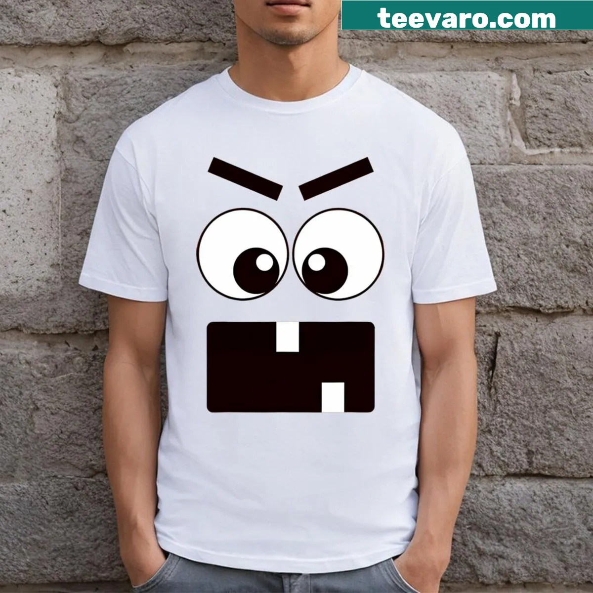 Cartoon carrot with a spooky face on a Halloween t-shirt — on a men's t-shirt