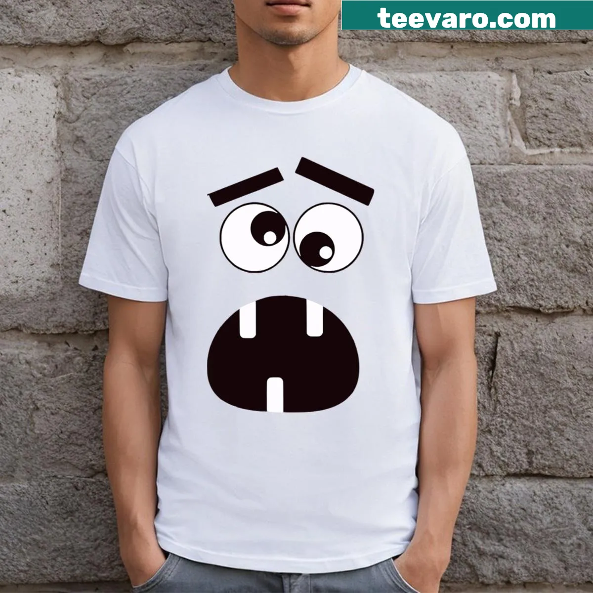 Creepy carrot face design on a Halloween costume t-shirt for kids — on a men's t-shirt