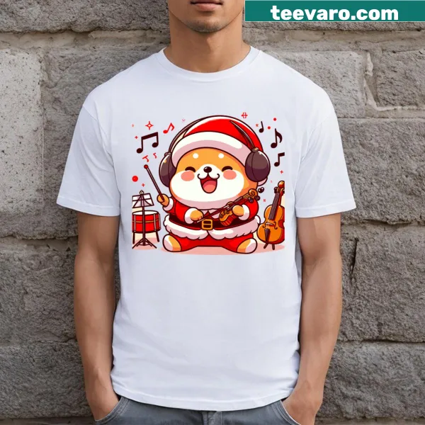 Illustration of a dog enjoying music on t-shirt