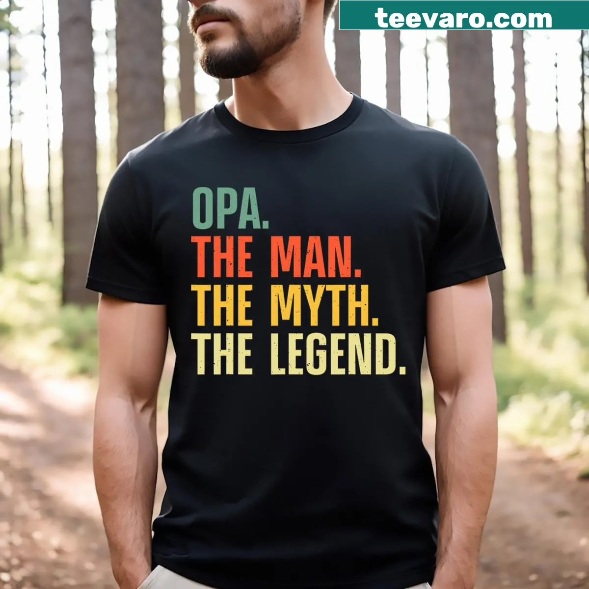 Funny Opa T-shirt celebrating grandfathers with playful text — on a men's t-shirt