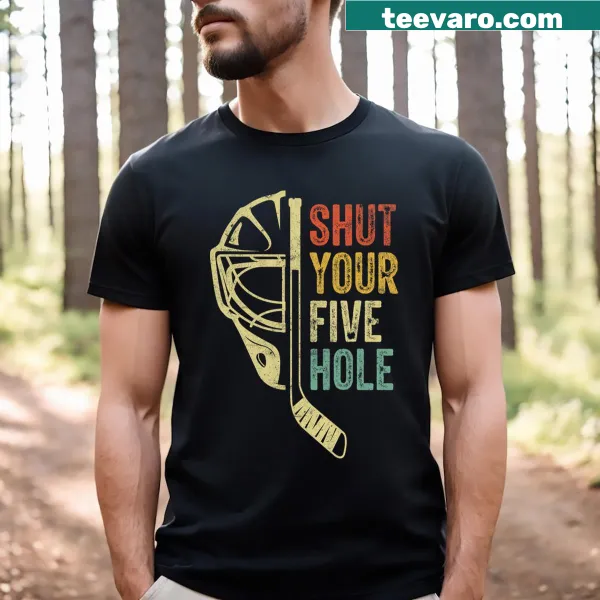 Funny retro Ice Hockey Goalie t-shirt with witty phrase.