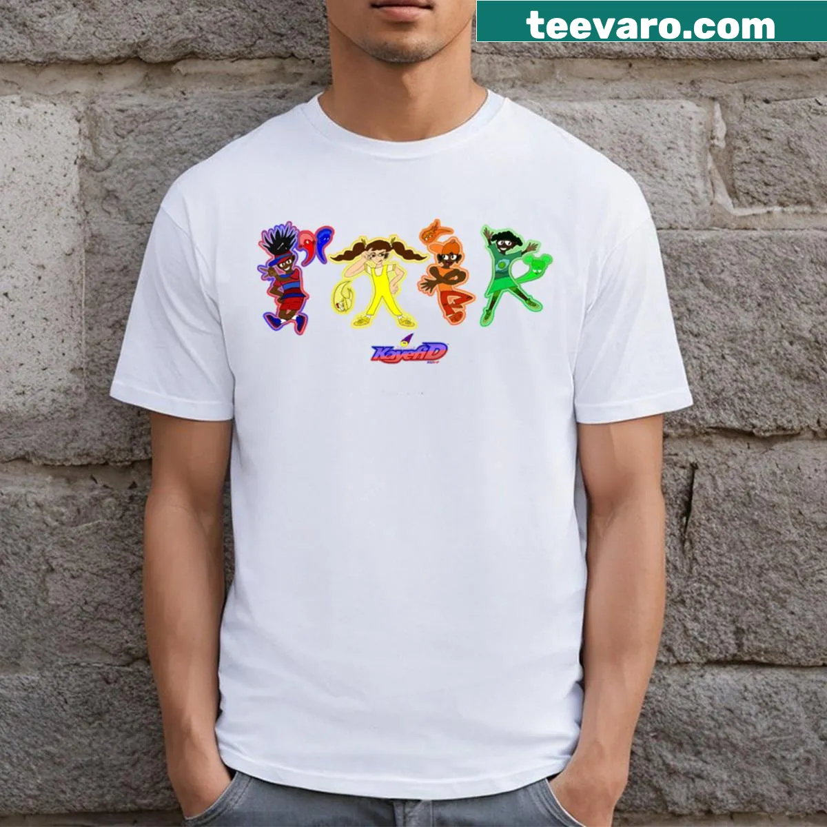 Illustrated Kayefi D Ensemble design on a t-shirt for creative fans — on a men's t-shirt
