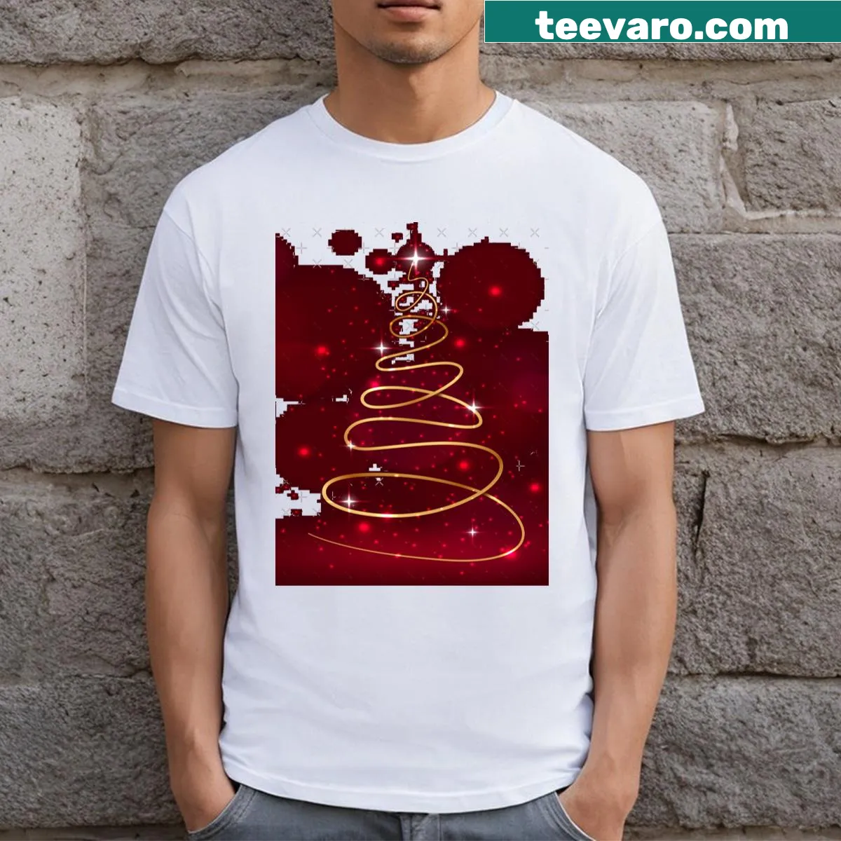 Merry Christmas Holliday Chirstmas T-shirt with festive design — on a men's t-shirt