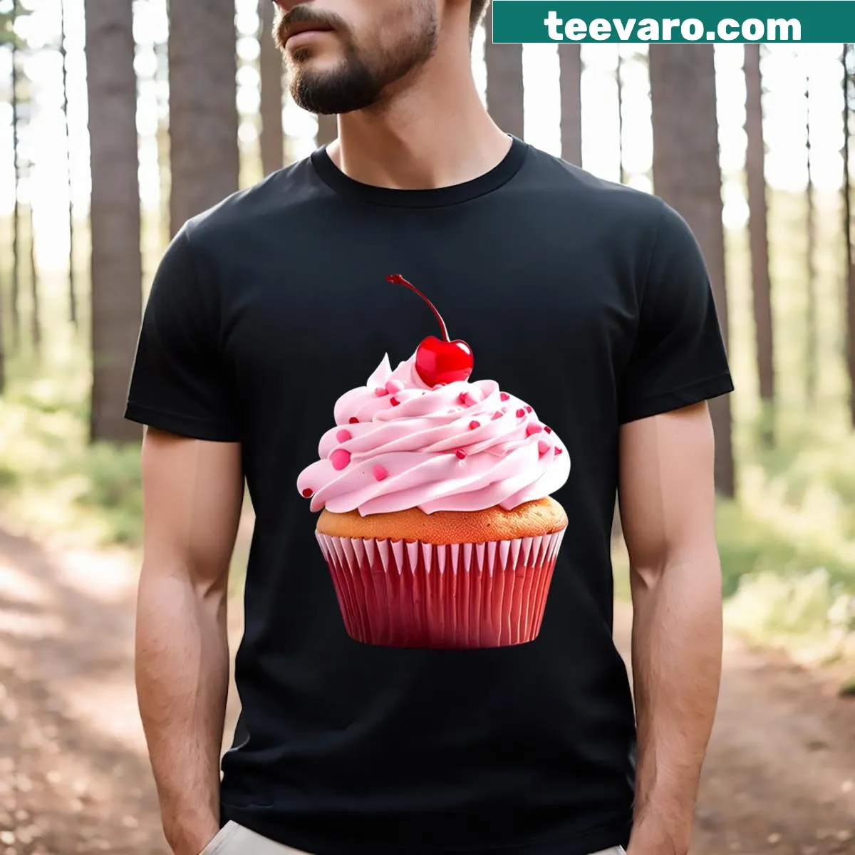 Humorous T-shirt featuring a playful muffin graphic — on a men's t-shirt