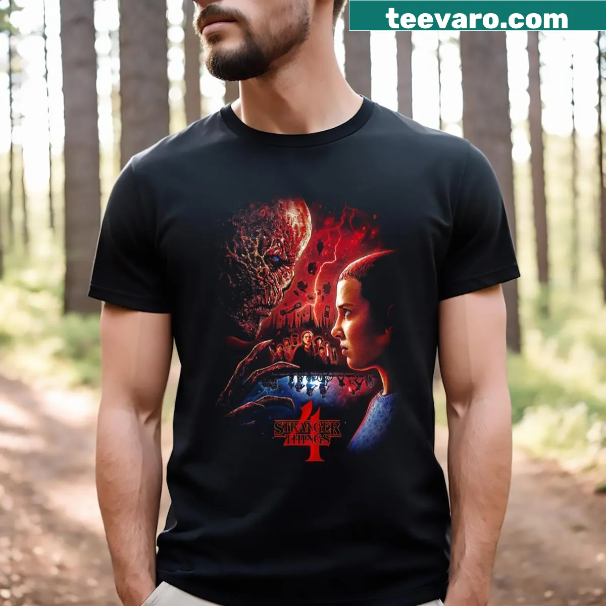 Minimalistic t-shirt featuring illustrations inspired by a popular mystery series — on a men's t-shirt