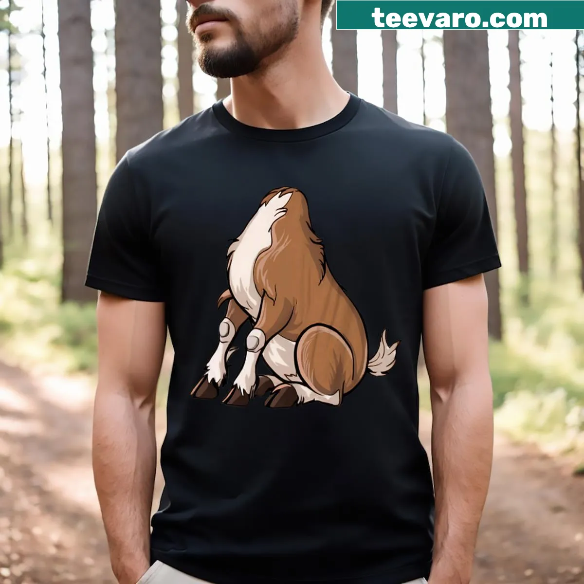 Brown reindeer costume t-shirt for adults and kids — on a men's t-shirt
