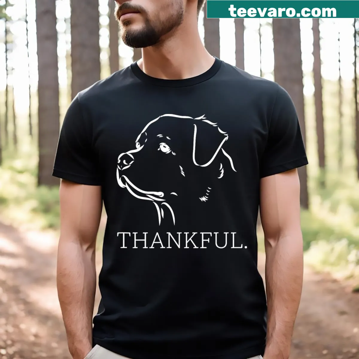 Rottweiler graphic for Thanksgiving T-shirt — on a men's t-shirt