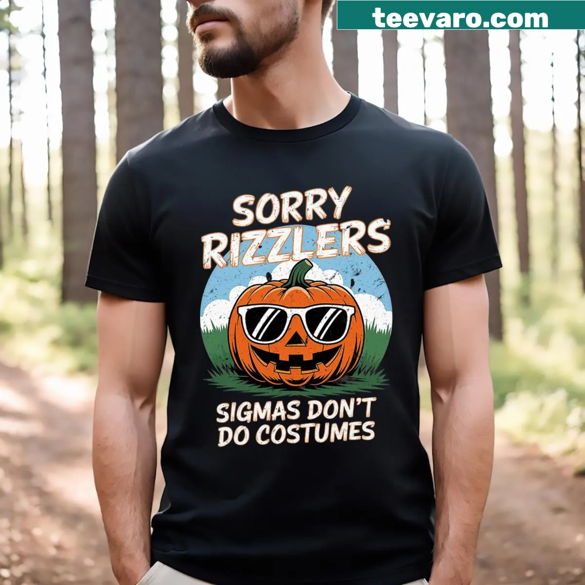 Funny Skibidi Toilet design with humorous saying for Halloween — on a men's t-shirt