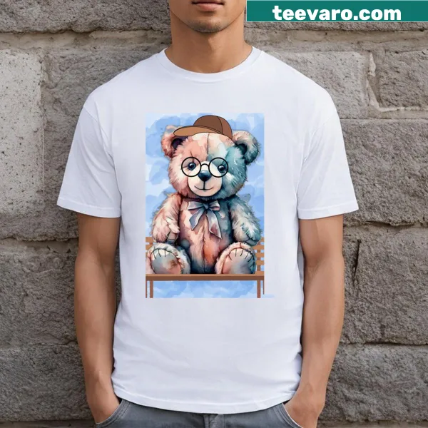 Watercolor bear design reflecting in a lake on a t-shirt
