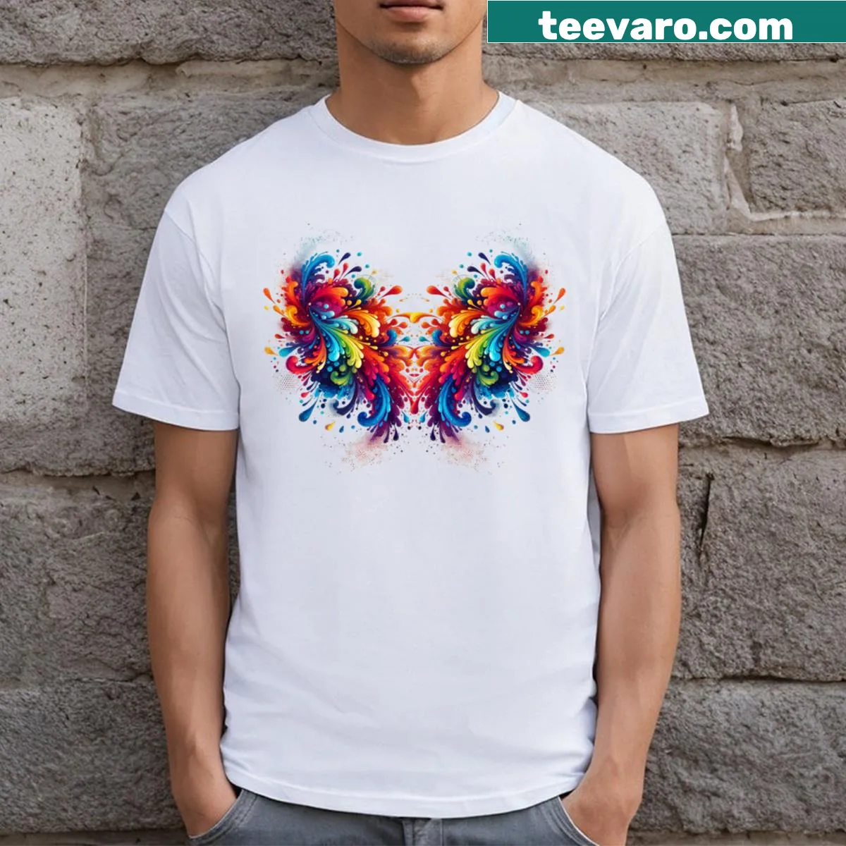 Dynamic splash design graphic on a T-shirt. — on a men's t-shirt