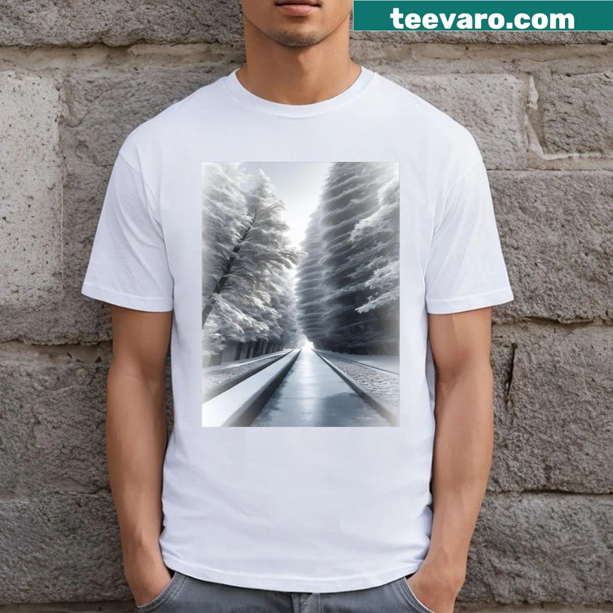 Minimalistic White Out T-shirt with simplistic typography design — on a men's t-shirt