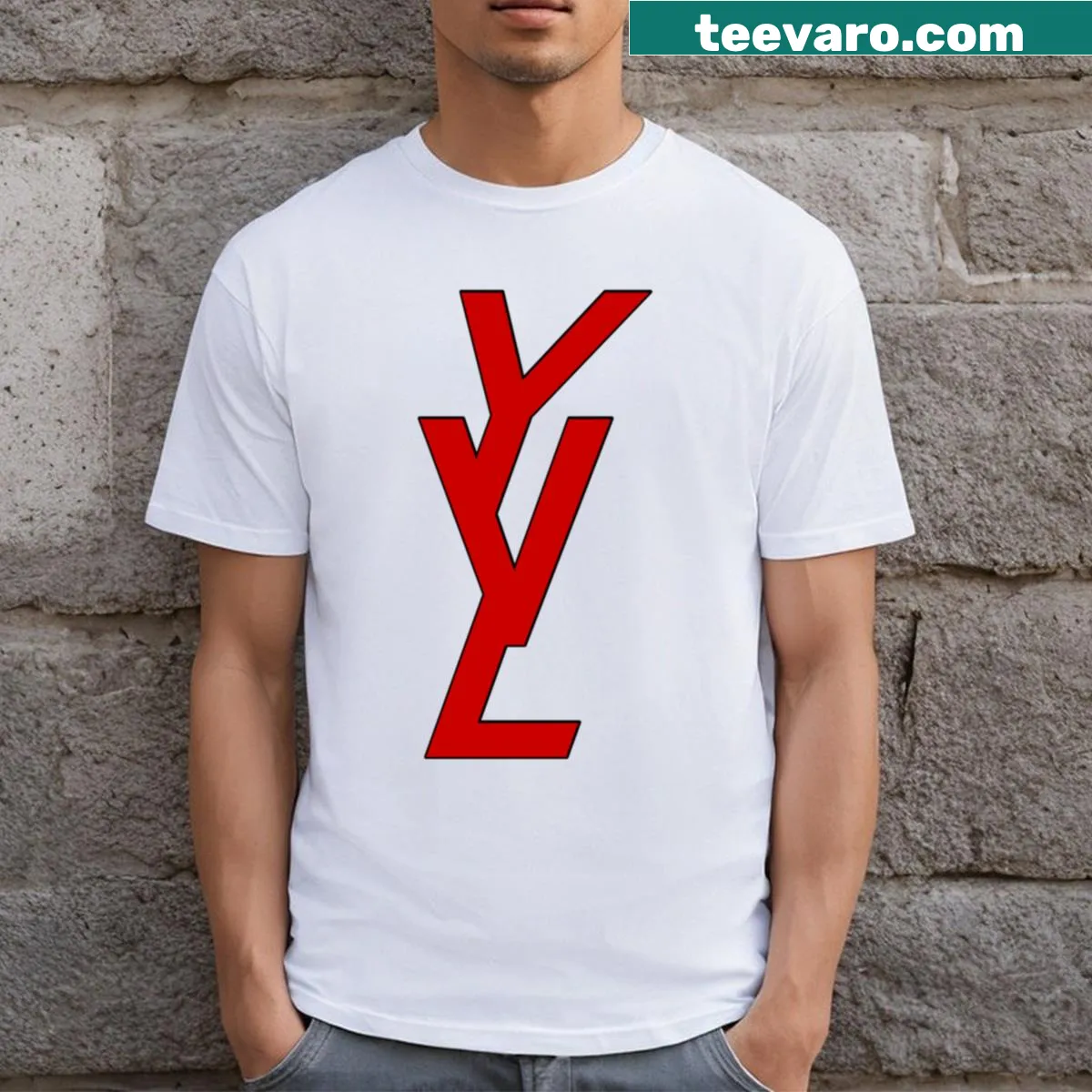 Yvl Playboi Carti T-shirt with bold typography — on a men's t-shirt