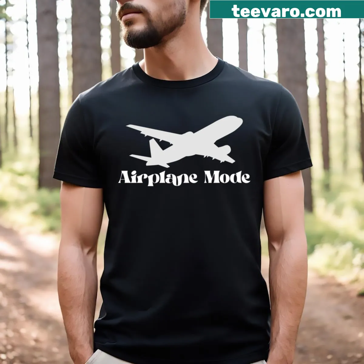Witty Airplane Mode graphic T-shirt with humorous text design. — on a men's t-shirt