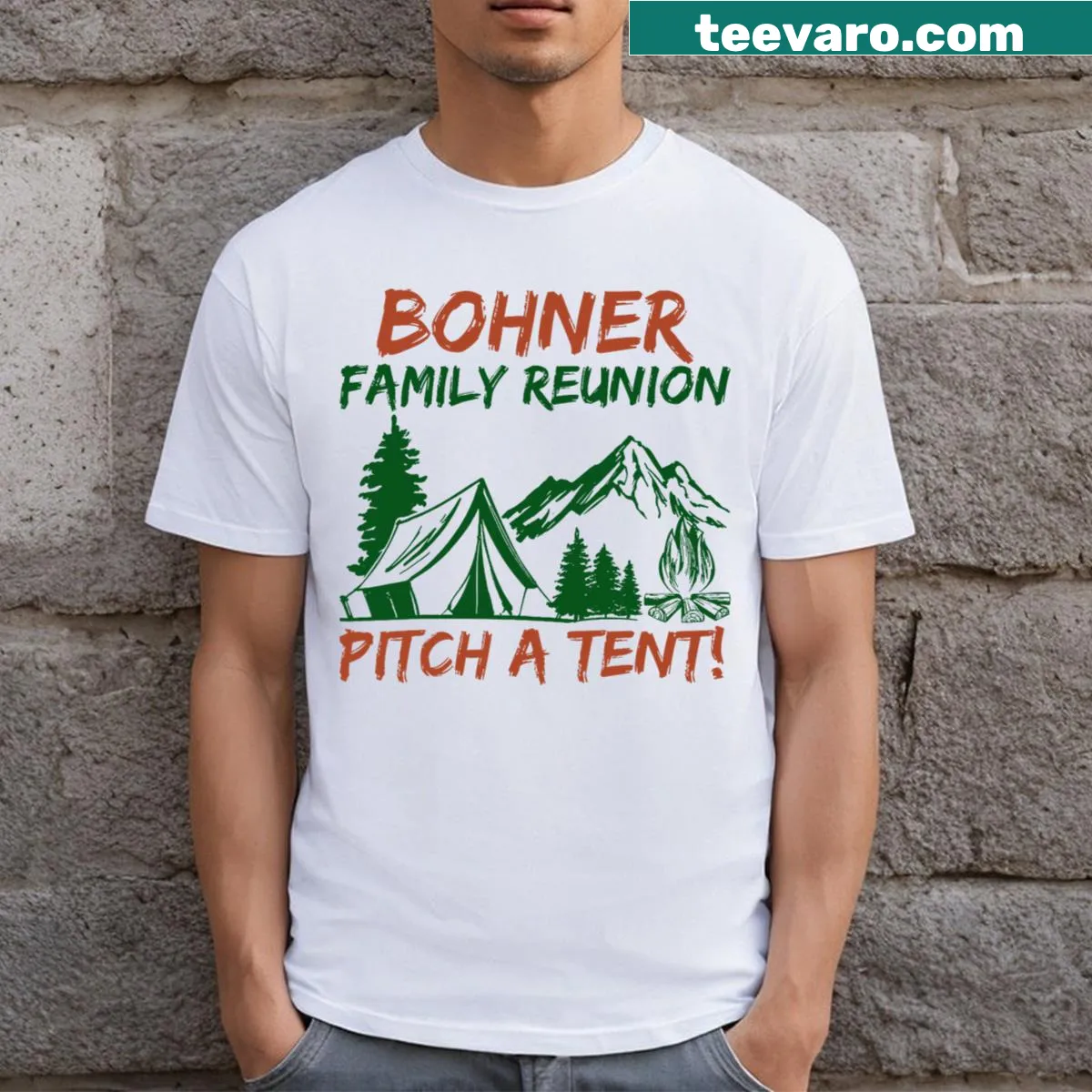 Wholesome Pitch A Tent graphic T-shirt for family reunions — on a men's t-shirt
