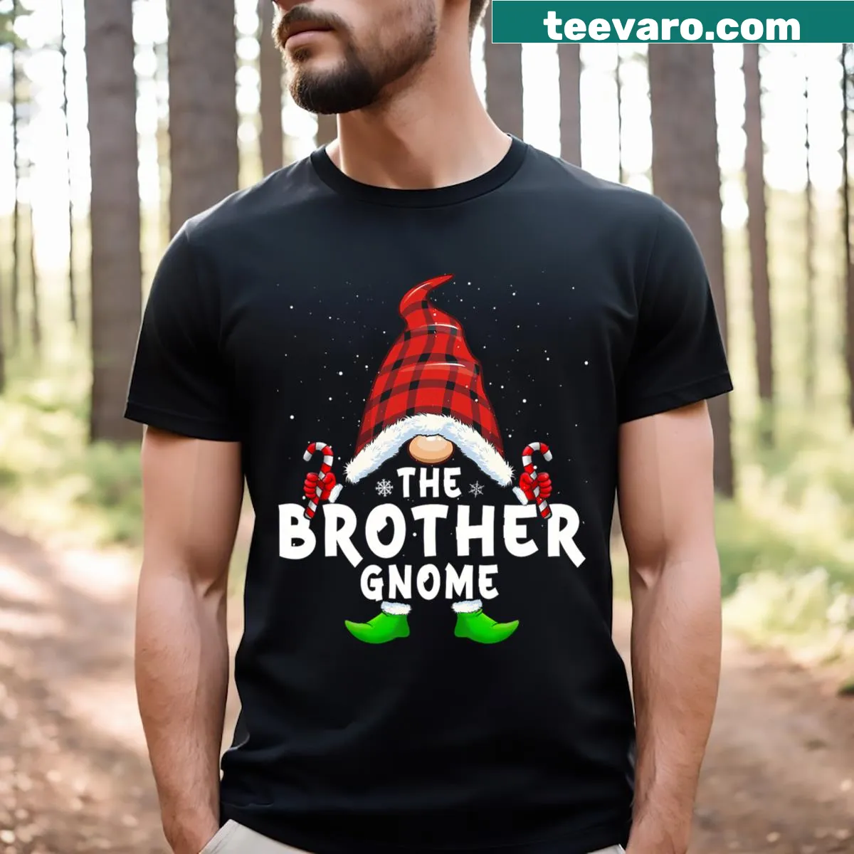 Brother Gnome illustration on a Christmas T-shirt — on a men's t-shirt