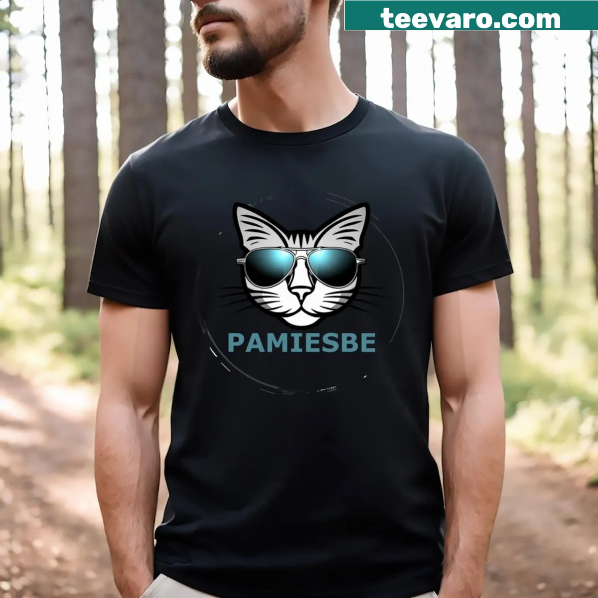 Funny cat graphic with glasses on a t-shirt — on a men's t-shirt