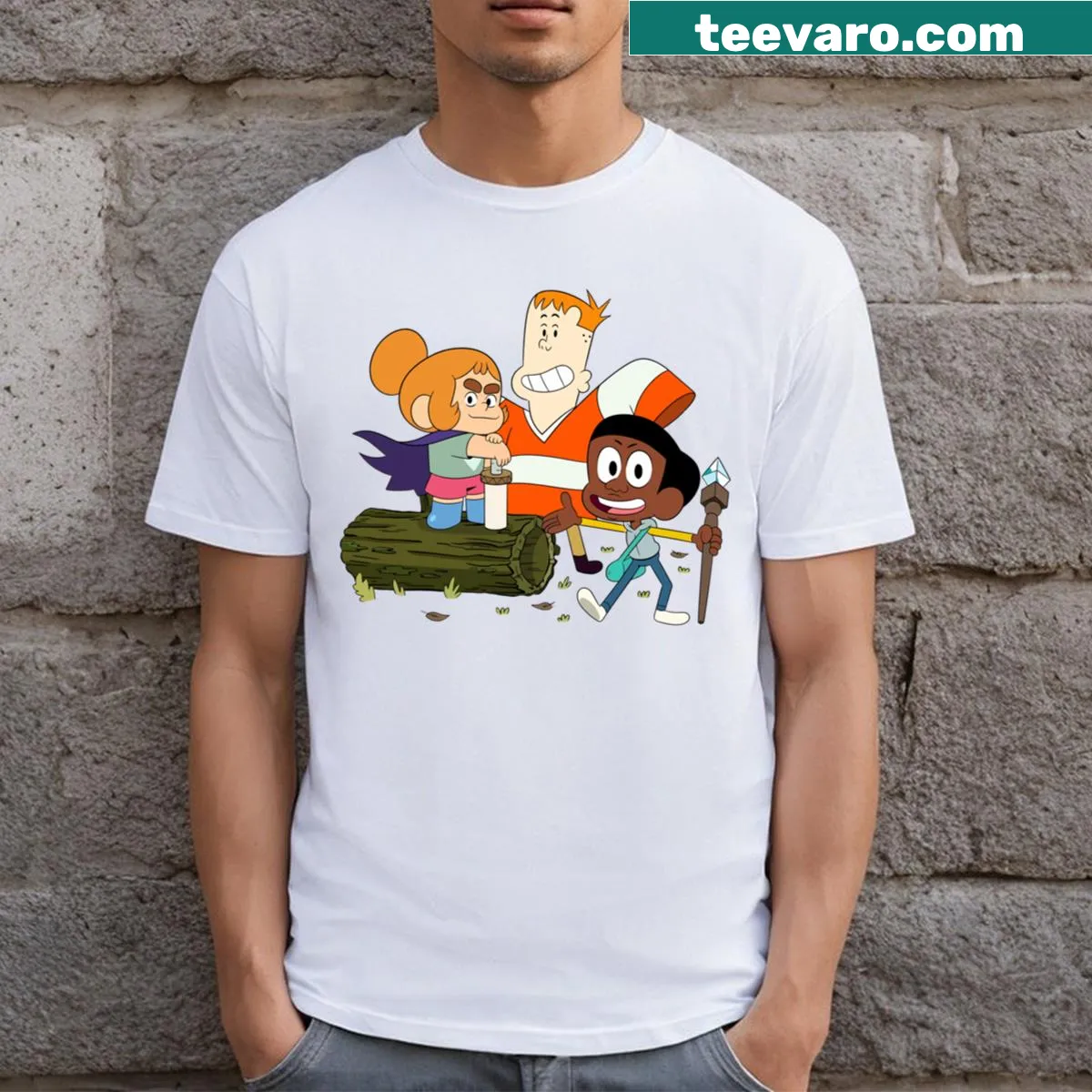 Illustrative Craig Of The Creek T-shirt with playful graphic design. — on a men's t-shirt