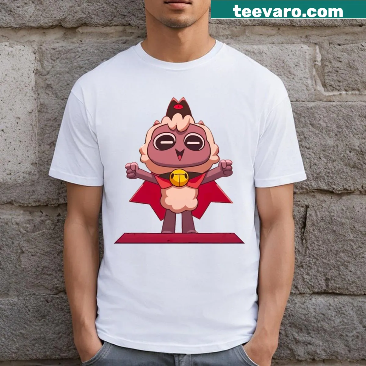Cult Of The Lamb T-shirt with game-inspired illustrations — on a men's t-shirt