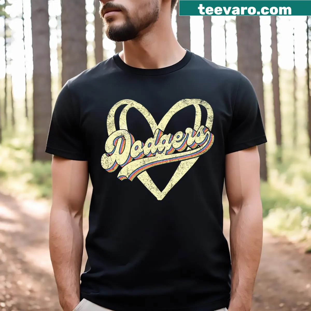 Retro Dodgers T-shirt featuring name and USA flag design — on a men's t-shirt