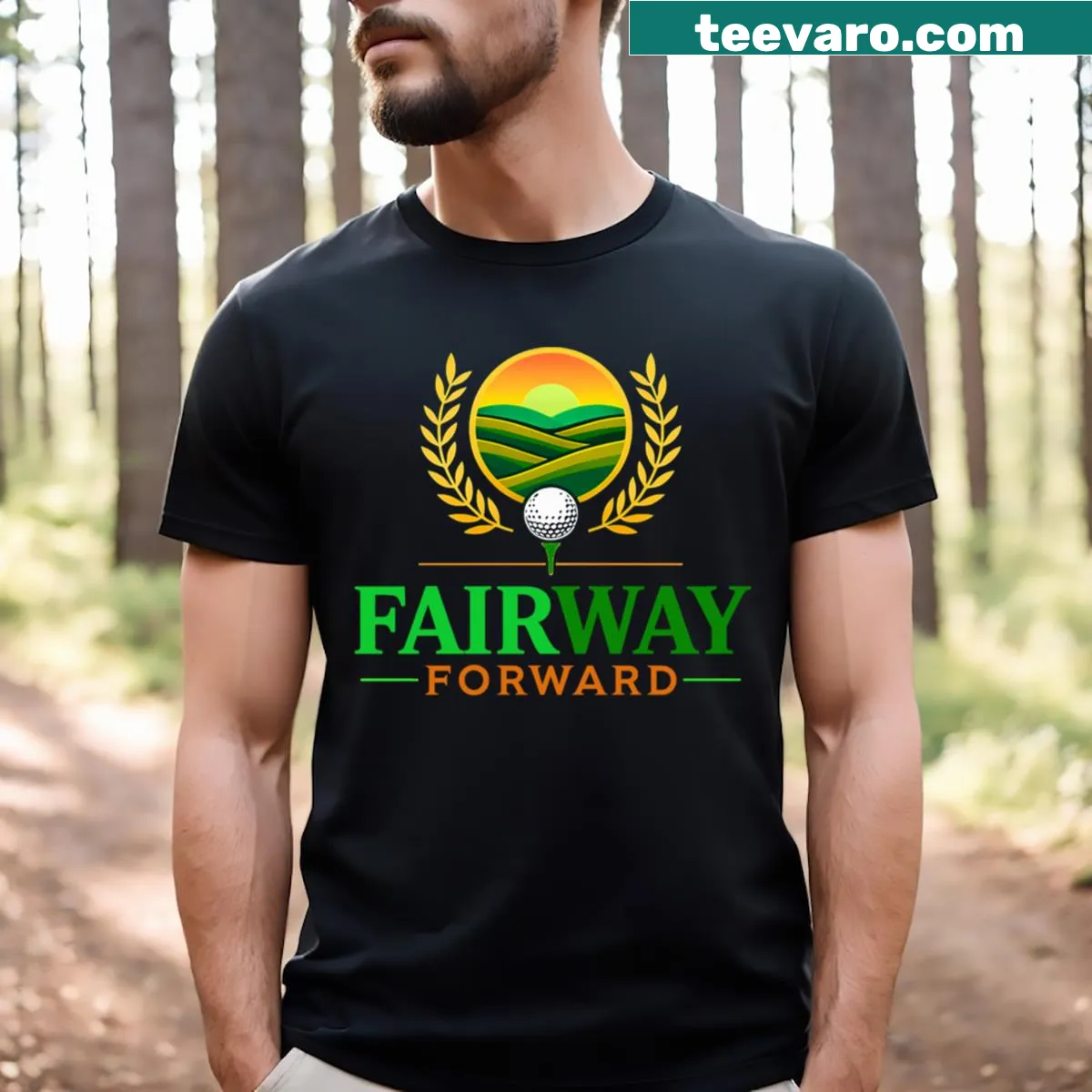 Playful typography design celebrating golf on a t-shirt — on a men's t-shirt
