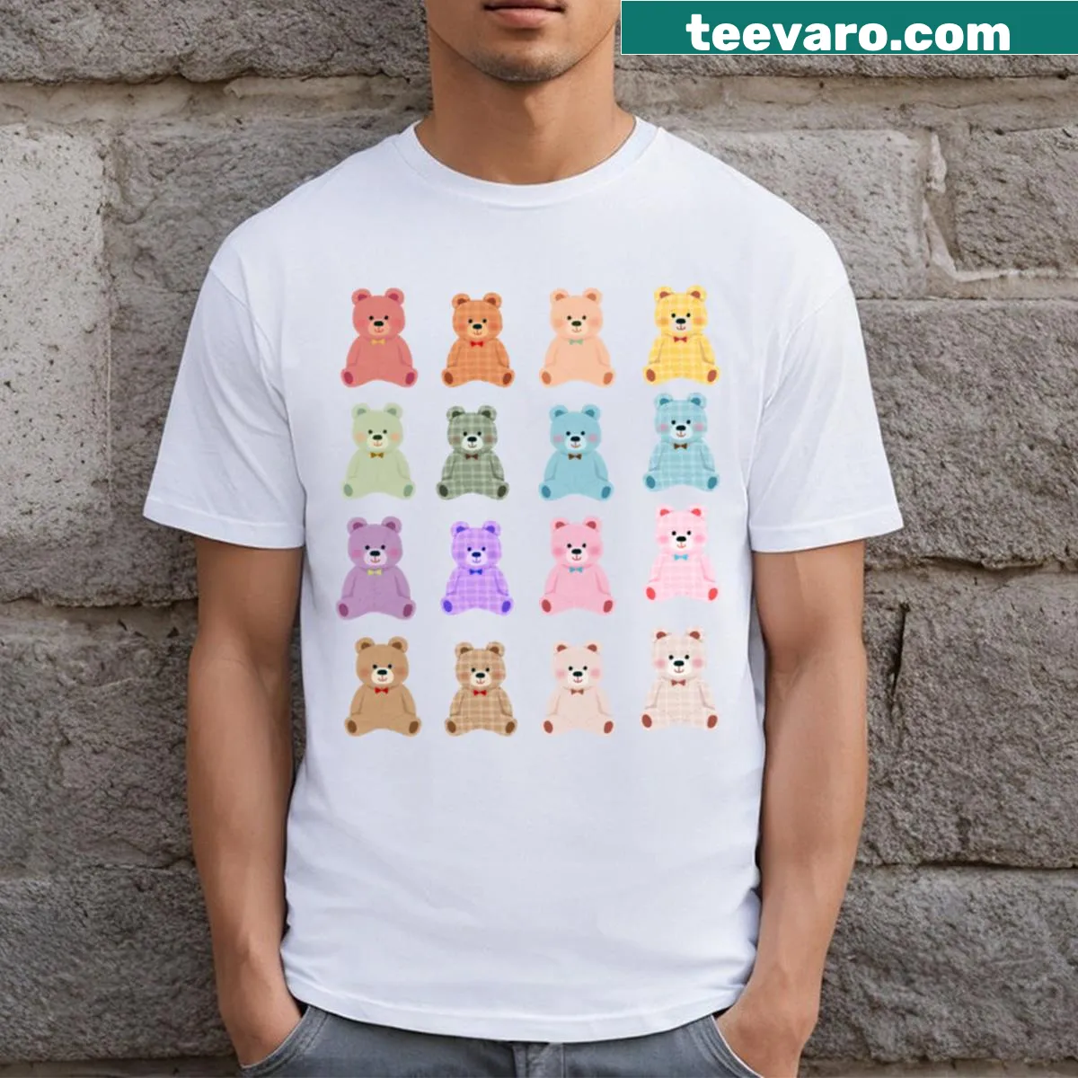 Cartoon gummy bears graphic on a fun T-shirt — on a men's t-shirt