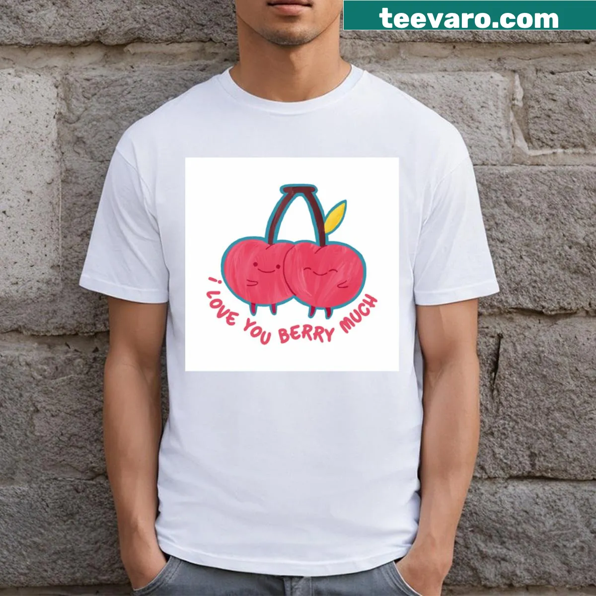 Cute t-shirt with the phrase I Love You Berry Much — on a men's t-shirt