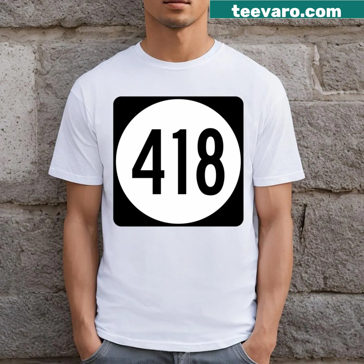 T-shirt featuring 'Iowa State Route 418' — on a men's t-shirt