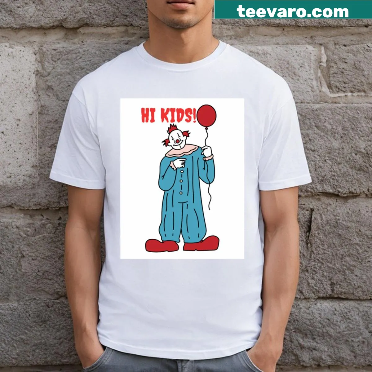 Halloween T-shirt featuring a spooky clown design — on a men's t-shirt