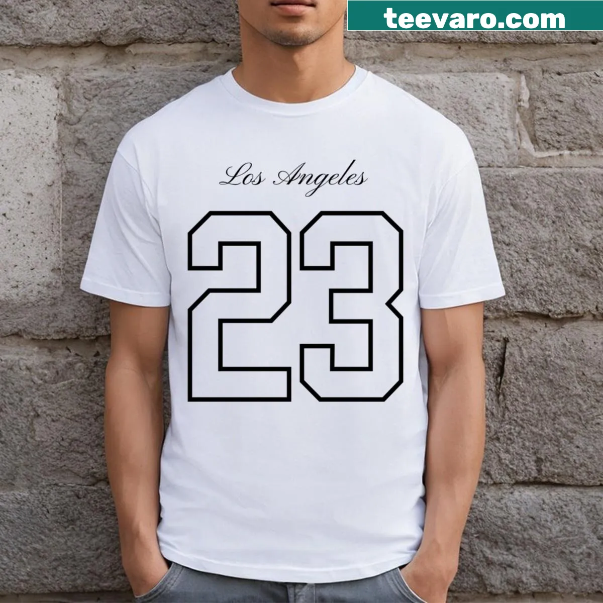 Stylish Los Angeles-themed t-shirt with trendy typography design — on a men's t-shirt