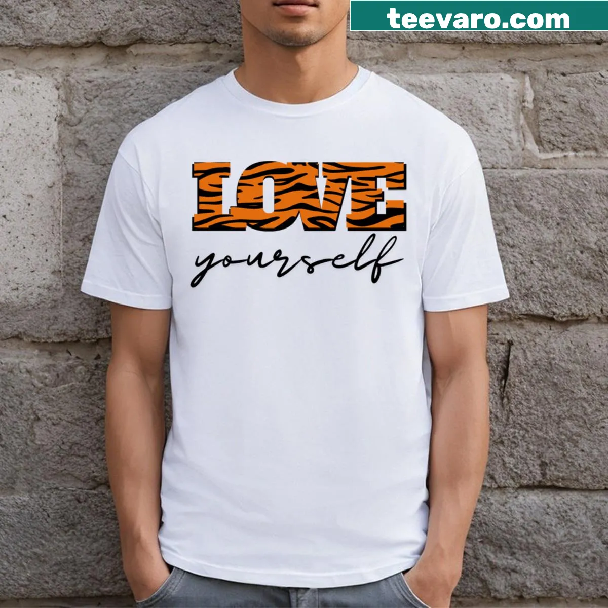 Inspirational T-shirt with a self-love print design. — on a men's t-shirt