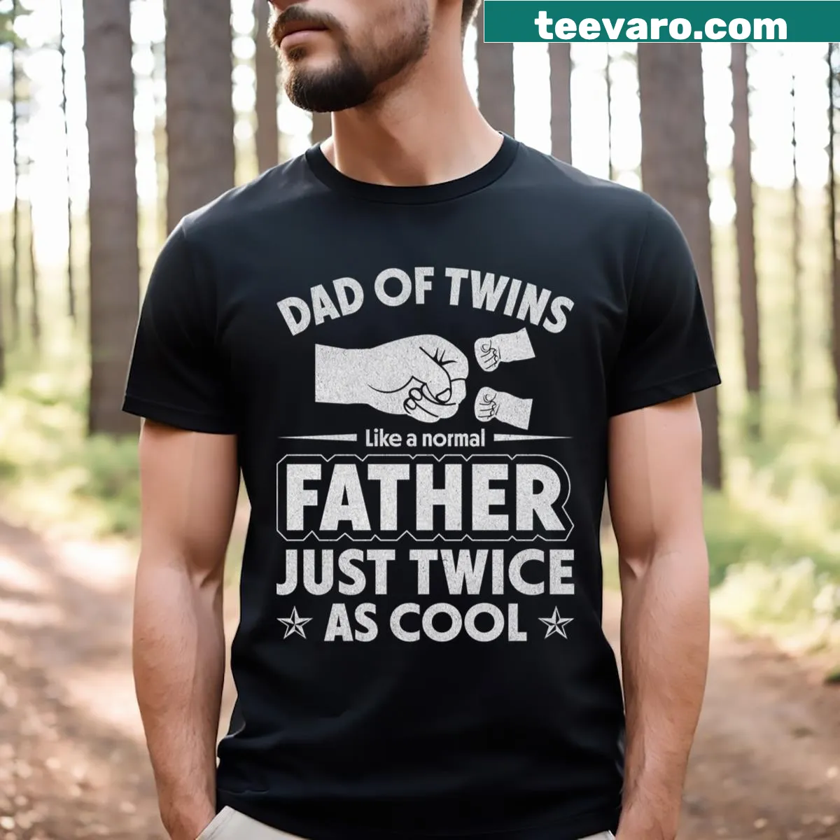 Dad of Twins 2024 T-shirt with humorous typography — on a men's t-shirt