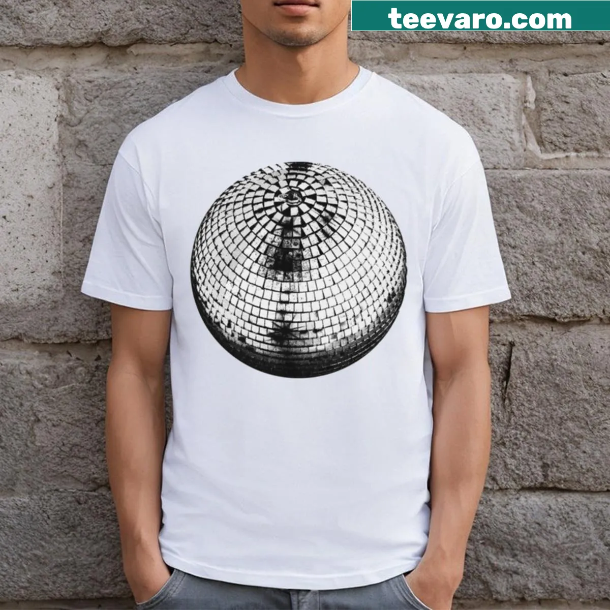 Mirrorball discoball design on a fun t-shirt — on a men's t-shirt
