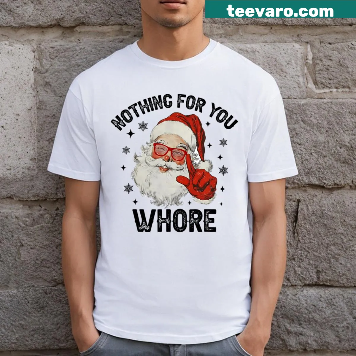 Vintage-style T-shirt with a funny Santa Claus graphic and text — on a men's t-shirt