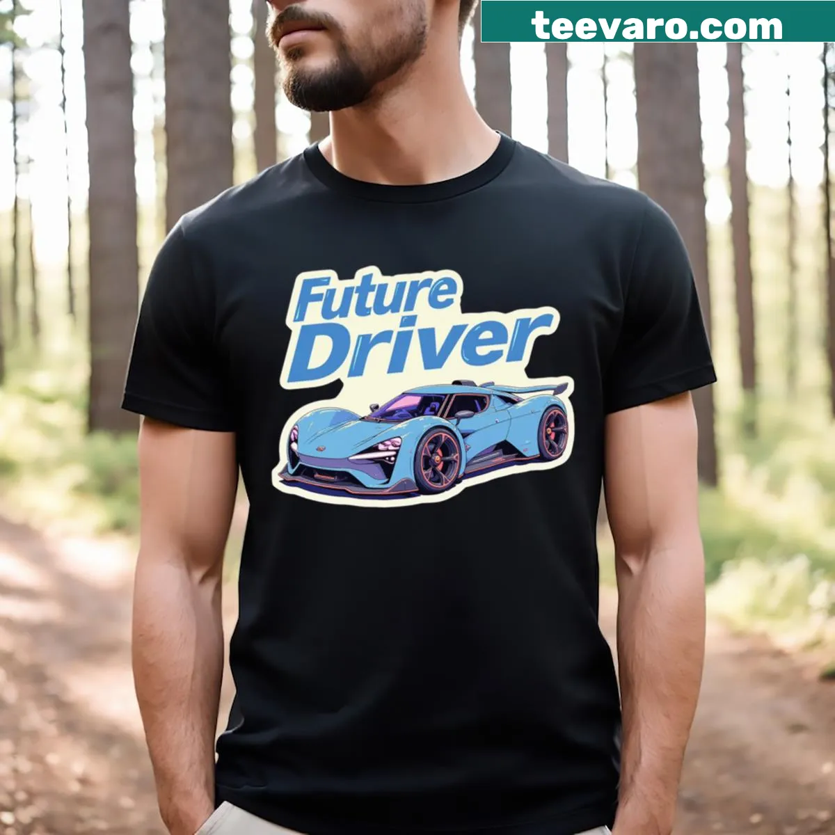 Illustration of a racing car on a T-shirt — on a men's t-shirt