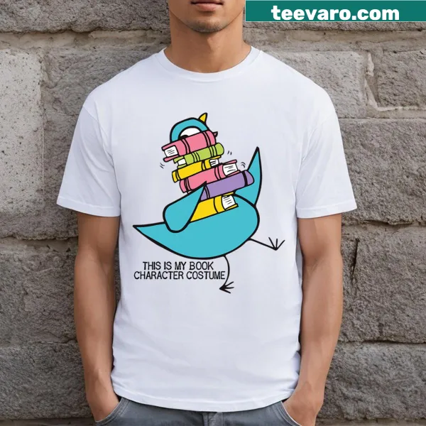 Kids reading t-shirt featuring a pigeon in costume with a fun phrase