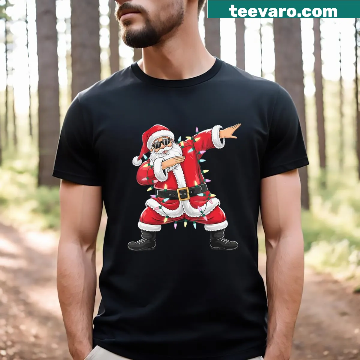 Cute dabbing Santa graphic t-shirt for kids — on a men's t-shirt
